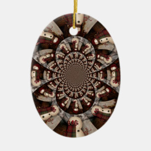 Ornement Ovale En Céramique Extraordinaire Snowman