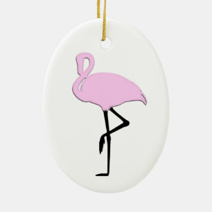 Ornement Ovale En Céramique Flamants roses roses
