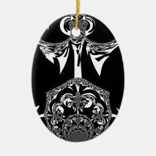 Ornement Ovale En Céramique Fleur tribale