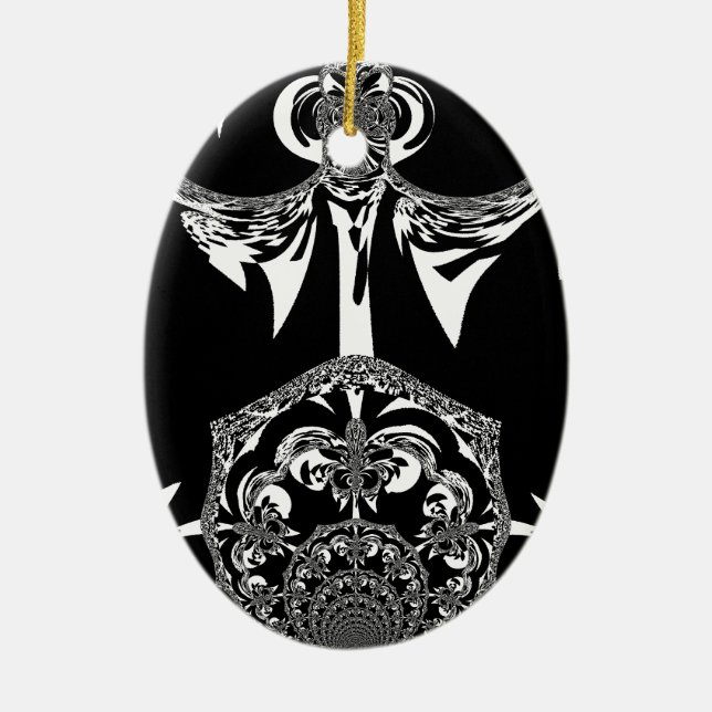 Ornement Ovale En Céramique Fleur tribale (Devant)