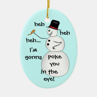 Ornement Ovale En Céramique Funny Christmas snowman