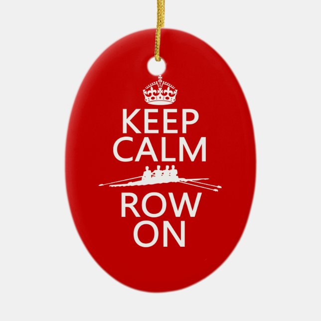 Ornement Ovale En Céramique Gardez le calme et la rangée sur (choisissez (Devant)
