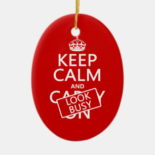 Ornement Ovale En Céramique Gardez le calme et regardez occupé (toute couleur)