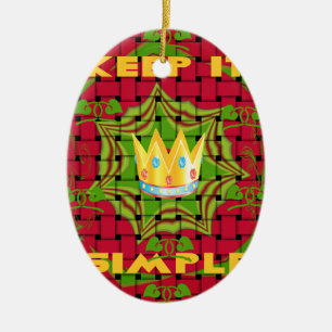 Ornement Ovale En Céramique Gardez-le simple : Gratuit Rouge Tissé imprimé Flo