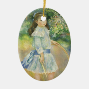 Ornement Ovale En Céramique Girl with Hoop by Pierre Renoir, Vintage Fine Art