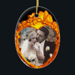 ORNEMENT OVALE EN CÉRAMIQUE GOLD BUTTERFLY AND FLOWERS  HEART PHOTO TEMPLATE<br><div class="desc">Elegant floral  Art Nouveau monogram design with a bright 3d gem stone.</div>