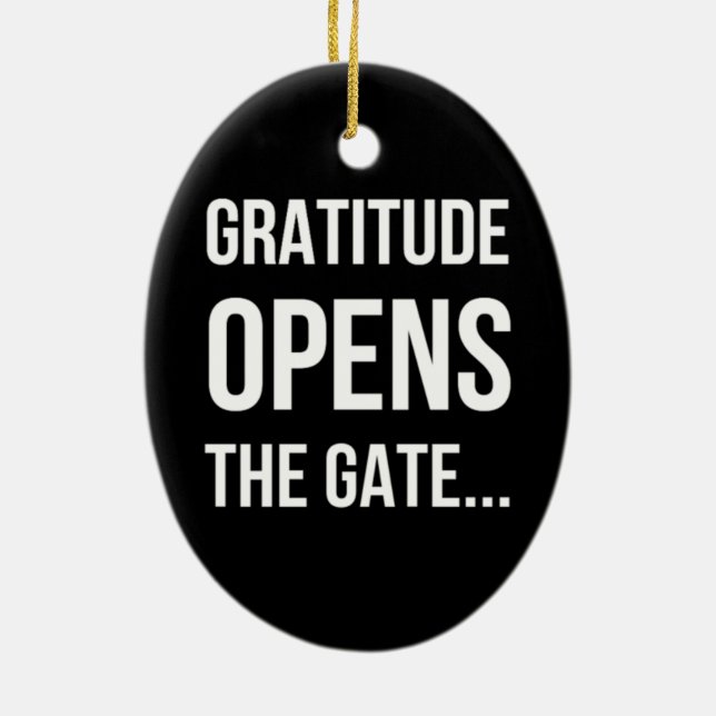 Ornement Ovale En Céramique Gratitude ouvre la citation inspirante Gate (Dos)