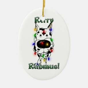 Ornement Ovale En Céramique Great dane - lumières de Noël