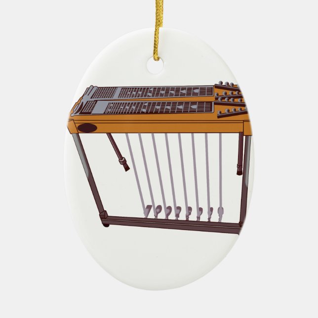 Ornement Ovale En Céramique Guitare hawaïenne (Devant)