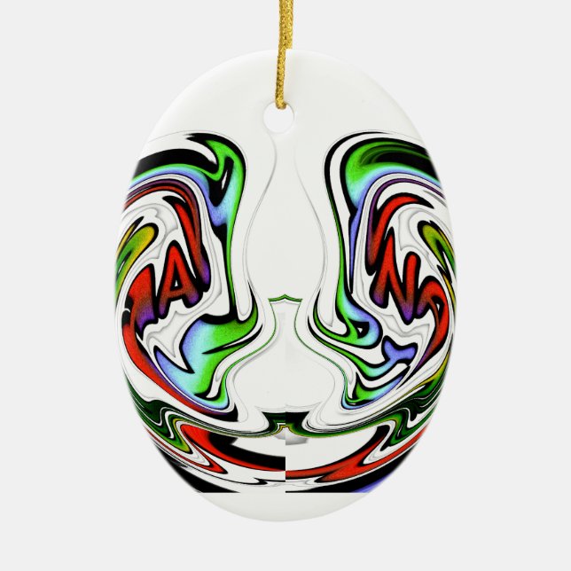 Ornement Ovale En Céramique Hakuna Matata Funny Poisson couleurs cadeaux (Devant)