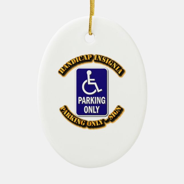 Ornement Ovale En Céramique Handicapez les insignes, signe d'handicap, (Devant)