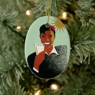 Ornement Ovale En Céramique Homme Art Déco Vintage, Boissons Fraîches en Été