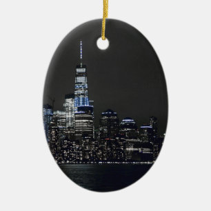 Ornement Ovale En Céramique Horizon de New York City New York d'horizon de New
