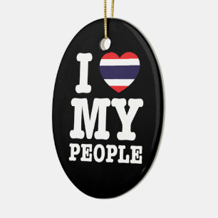 Ornement Ovale En Céramique I Heart (Love) My Thai People