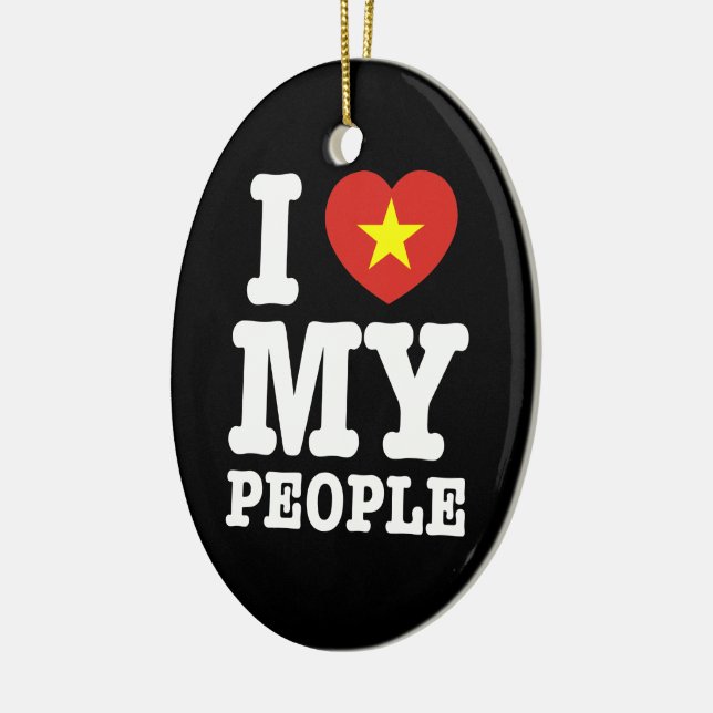 Ornement Ovale En Céramique I Heart (Love) My Viet People (Gauche)