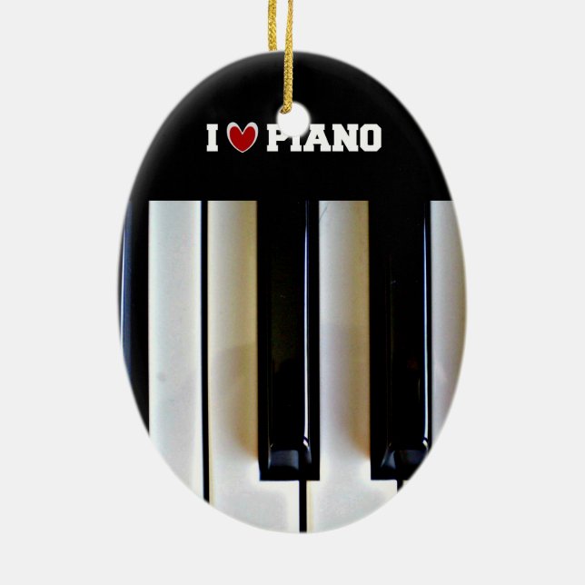 Ornement Ovale En Céramique I Love Piano (Dos)