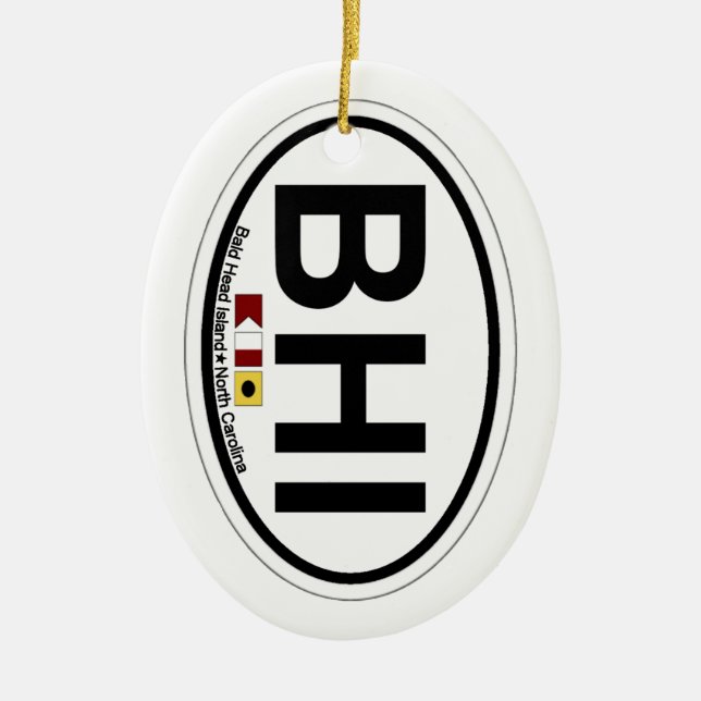 Ornement Ovale En Céramique Île de tête chauve (Devant)