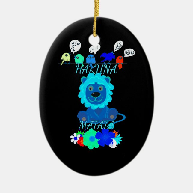 Ornement Ovale En Céramique Imprimer Hakuna Matata Lion (Devant)