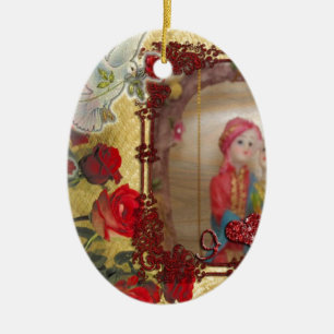 Ornement Ovale En Céramique Imprimer mariage Doll Portrait Graphique