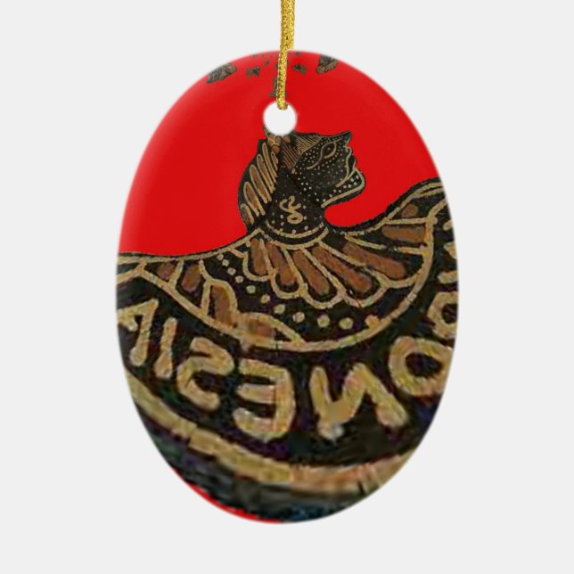 Ornement Ovale En Céramique Indonésie Marionnette Javanaise Art culturel (Devant)