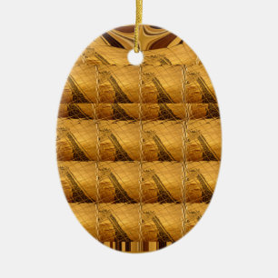 Ornement Ovale En Céramique Infinie Golden Giraffe Animal Motif Art Imprimer