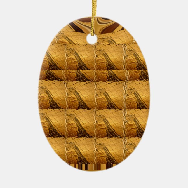 Ornement Ovale En Céramique Infinie Golden Giraffe Animal Motif Art Imprimer (Devant)