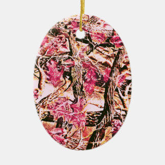 Ornement Ovale En Céramique J'aime Camo rose