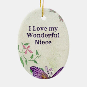 Ornement Ovale En Céramique J'Aime Ma Merveilleuse Nièce