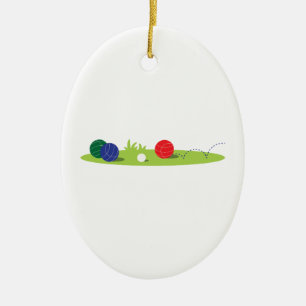 Ornement Ovale En Céramique Jeu Bocce