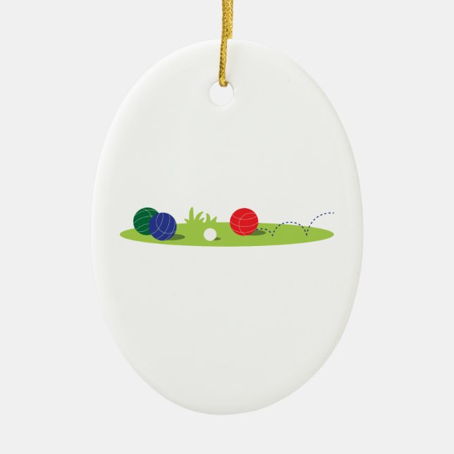 Ornement Ovale En Céramique Jeu Bocce (Devant)