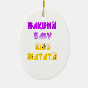 Ornement Ovale En Céramique Joli violet et jaune Hakuna Matata bébé enfants G