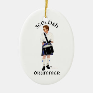 Ornement Ovale En Céramique Joueur de tambour écossais - Kilt bleu