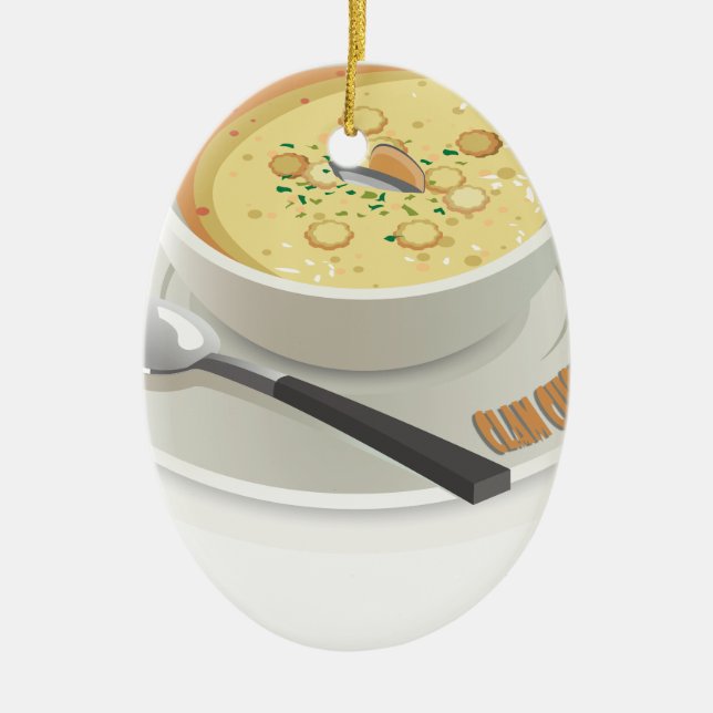 Ornement Ovale En Céramique Jour de ragout de palourde - jour d'appréciation (Devant)