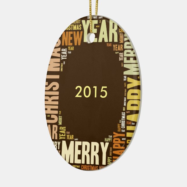 Ornement Ovale En Céramique JOY Wordcloud Noël (Gauche)