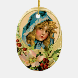 Ornement Ovale En Céramique Joyeuses Fêtes vintage d'or