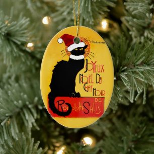 Ornement Ovale En Céramique Joyeux Noël Du Conversation Noir