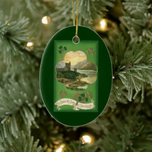 Ornement Ovale En Céramique Joyeux Saint-Patrick Vintage Château du Trèfle