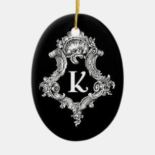 Ornement Ovale En Céramique K Monogramme initial