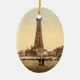 Ornement Ovale En Céramique La tour, image de cru de Blackpool, Angleterre