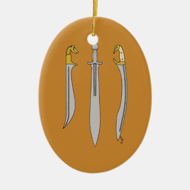 Ornement Ovale En Céramique Lames grecques antiques (Devant)