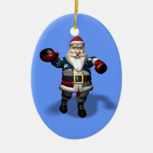 Ornement Ovale En Céramique Le Père Noël À La Journée De La Boxe