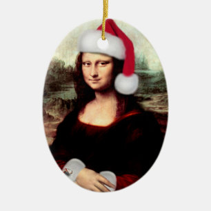 Ornement Ovale En Céramique Le Père Noël de Mona Lisa