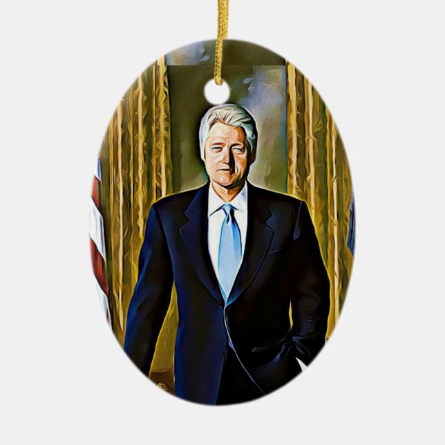 Ornement Ovale En Céramique Le Président Keepsake Ornament de Bill Clinton (Devant)
