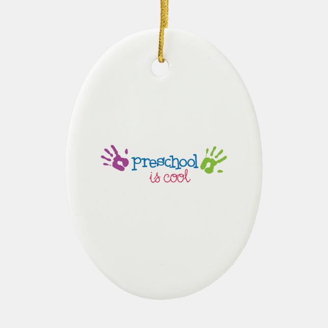 Ornement Ovale En Céramique L'école maternelle est fraîche (Devant)