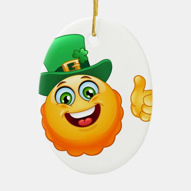 Ornement Ovale En Céramique leprechaun emoji (Devant)
