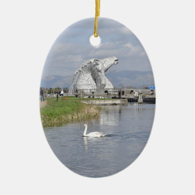 Ornement Ovale En Céramique les Kelpies, parc d'hélice, Falkirk (Devant)
