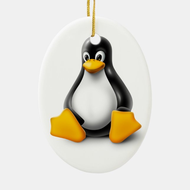 Ornement Ovale En Céramique Linux Tux le pingouin (Dos)