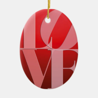 Ornement Ovale En Céramique Love Romance Rouge rose
