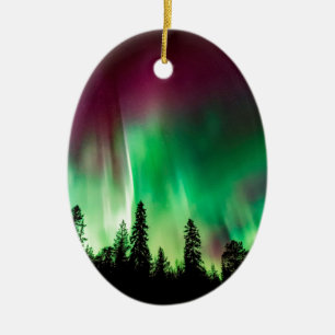 Ornement Ovale En Céramique Lumière nord d'Aurora borealis