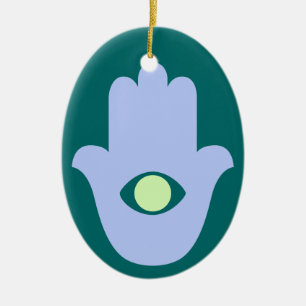 Ornement Ovale En Céramique Main de Fatima